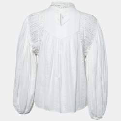 Isabel Marant Etoile White Cotton Lace Trimmed Blouse S