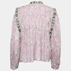 Pre Owned Isabel Marant Etoile Pink Floral Printed Cotton Long Sleeve Blouse M
