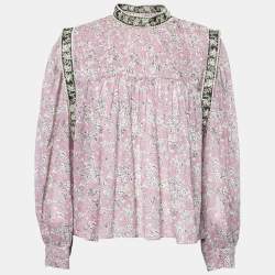 Pre Owned Isabel Marant Etoile Pink Floral Printed Cotton Long Sleeve Blouse M