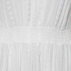 Pre Owned Isabel Marant Etoile White Cotton & Lace Trim Detail Maxi Dress S