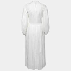 Pre Owned Isabel Marant Etoile White Cotton & Lace Trim Detail Maxi Dress S
