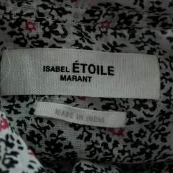 Isabel Marant Etoile White Floral Print Cotton Ruffle-Neck Top S