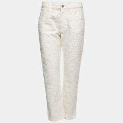 Pre Owned Isabel Marant Etoile White Lace Embroidered Jeans M