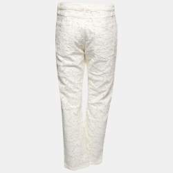 Pre Owned Isabel Marant Etoile White Lace Embroidered Jeans M