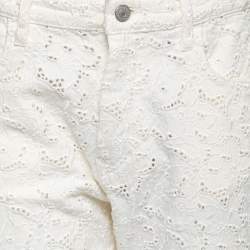 Pre Owned Isabel Marant Etoile White Lace Embroidered Jeans M