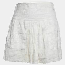Pre Owned Isabel Marant Etoile White Embroidered Cotton Mini Skirt S