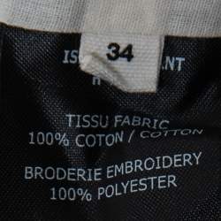 Pre Owned Isabel Marant Etoile Light Cream Cotton Contrast Embroidered Mini Skirt S