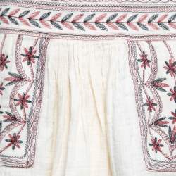 Pre Owned Isabel Marant Etoile Light Cream Cotton Contrast Embroidered Mini Skirt S