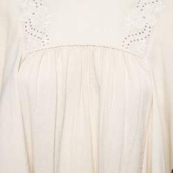 Isabel Marant Etoile Cream Cotton Embroidered Long Sleeve Blouse M