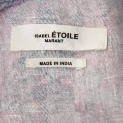 Isabel Marant Etoile Pink Printed Linen One-Shoulder Ruffled Top L