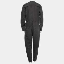 Pre Owned Isabel Marant Etoile Grey Distressed Effect Cotton Zip-Up Jumpsuit S