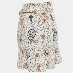 Pre Owned Isabel Marant Etoile Cream Printed Cotton Ruffled Wrap Mini Skirt M