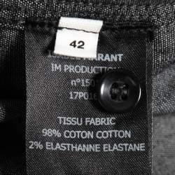 Isabel Marant Etoile Grey Stretch Cotton Ruffle Trimmed Shirt M