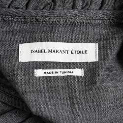 Isabel Marant Etoile Grey Stretch Cotton Ruffle Trimmed Shirt M