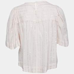 Isabel Marant Etoile Light Pink Lurex Striped Cotton Blouse M