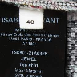 Pre Owned Isabel Marant Etoile Black Floral Printed Jersey High Neck Top M