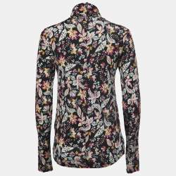 Pre Owned Isabel Marant Etoile Black Floral Printed Jersey High Neck Top M