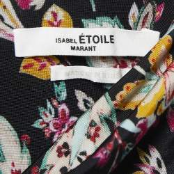 Pre Owned Isabel Marant Etoile Black Floral Printed Jersey High Neck Top M