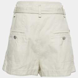 Pre Owned Isabel Marant Etoile Beige Canvas High Waist Belted Shorts M