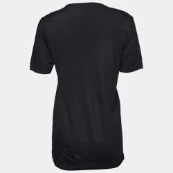 Pre Owned Isabel Marant Etoile Black Linen Knit V-Neck T-Shirt L