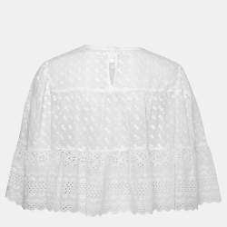 Pre Owned Isabel Marant Etoile White Floral Embroidered Cotton Tevika Crop Top L