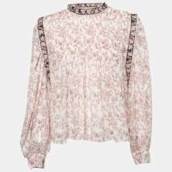 Isabel Marant Etoile Multicolor Floral Printed Pleated Front Blouse M