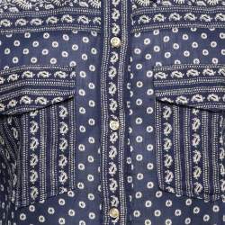 Isabel Marant Etoile Navy blue Floral Printed Cotton Tunic Top M