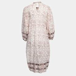 Pre Owned Isabel Marant Etoile Multicolor Floral Printed Cotton Pleated Long Sleeve Mini Dress M
