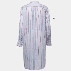 Pre Owned Isabel Marant Etoile Blue Striped Cotton Blend Yucca Shirt Dress M