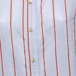 Pre Owned Isabel Marant Etoile Blue Striped Cotton Blend Yucca Shirt Dress M