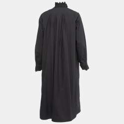 Pre Owned Isabel Marant Etoile Black Cotton Ruffled Long Sleeve Midi Dress M