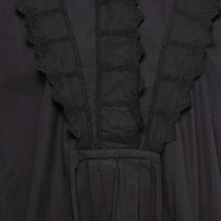 Pre Owned Isabel Marant Etoile Black Cotton Ruffled Long Sleeve Midi Dress M