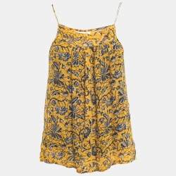 Isabel Marant Etoile Yellow Floral Printed Sleeveless Top M