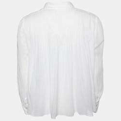 Pre Owned Isabel Marant Etoile White Cotton Lace Detail Pintuck Shirt M