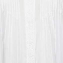 Pre Owned Isabel Marant Etoile White Cotton Lace Detail Pintuck Shirt M