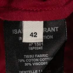 Pre Owned Isabel Marant Etoile Red Cotton Lace Trimmed Mini Dress M