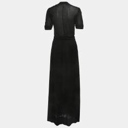 Pre Owned Isabel Marant Etoile Black Crepe Belted Maxi Dress XS