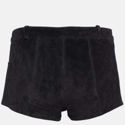 Isabel Marant Etoile Black Leather Suede Tie Detail Shorts S