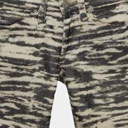 Isabel Marant Etoile Beige Printed Cotton Blend Slim Fit Jeans S Waist 26"