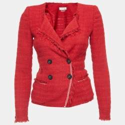 Isabel Marant Etoile Red Tweed Double-Breasted Jacket S