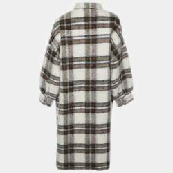 Isabel Marant Etoile Off-White Checked Wool Gaston Oversized Coat XS