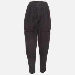 Isabel Marant Etoile Black Cotton Tapered High Rise Trousers XS