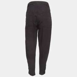 Isabel Marant Etoile Black Cotton Tapered High Rise Trousers XS
