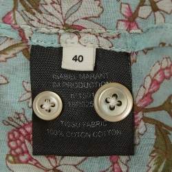 Pre Owned Isabel Marant Etoile Green Floral Print Cotton Band Collar Shirt M