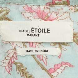 Pre Owned Isabel Marant Etoile Green Floral Print Cotton Band Collar Shirt M