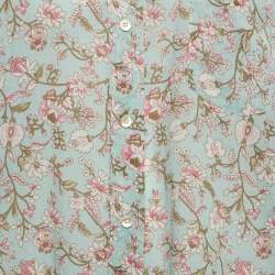 Pre Owned Isabel Marant Etoile Green Floral Print Cotton Band Collar Shirt M