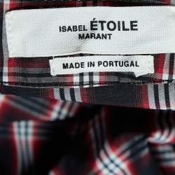 Pre Owned Isabel Marant Etoile Black/Red Plaid Pleated Cotton Oria Mini Dress S