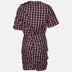 Pre Owned Isabel Marant Etoile Black/Red Plaid Pleated Cotton Oria Mini Dress S