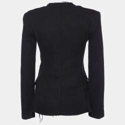 Isabel Marant Etoile Black Wool Blend Frayed Shirt Jacket S