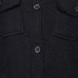 Isabel Marant Etoile Black Wool Blend Frayed Shirt Jacket S